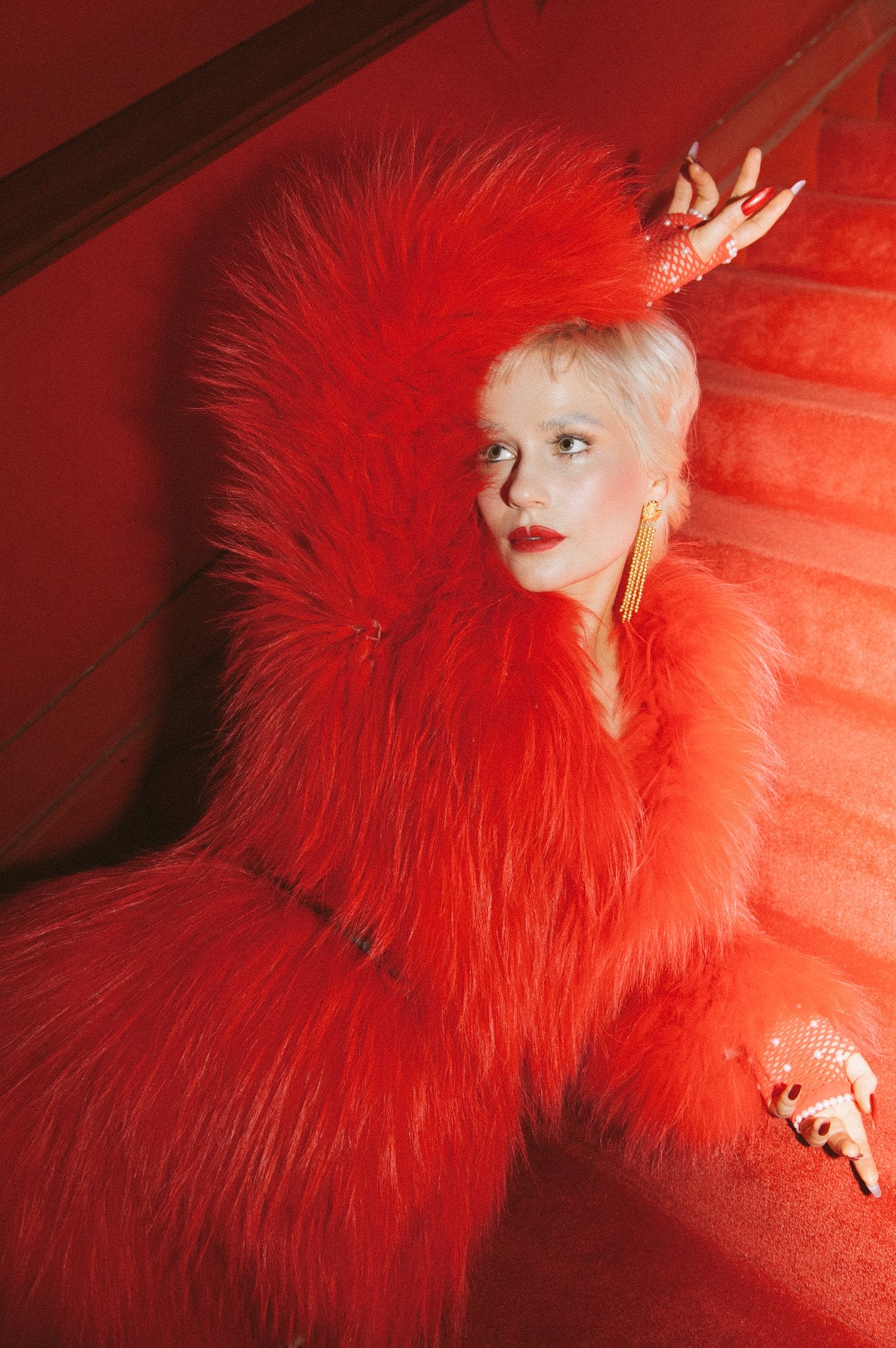 One More Dance Fluffy Jacket in Maraschino - Mode & Affaire