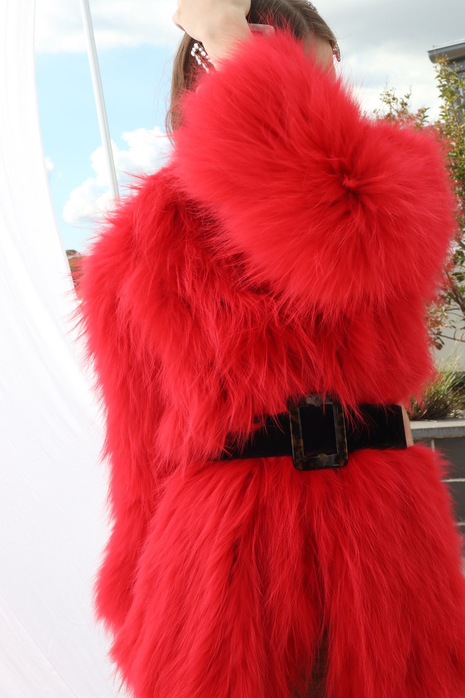 One More Dance Fluffy Jacket in Maraschino - Mode & Affaire