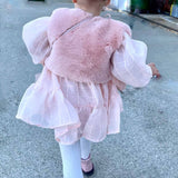 Kids Faux Fur Vest in Petal - Mode & Affaire